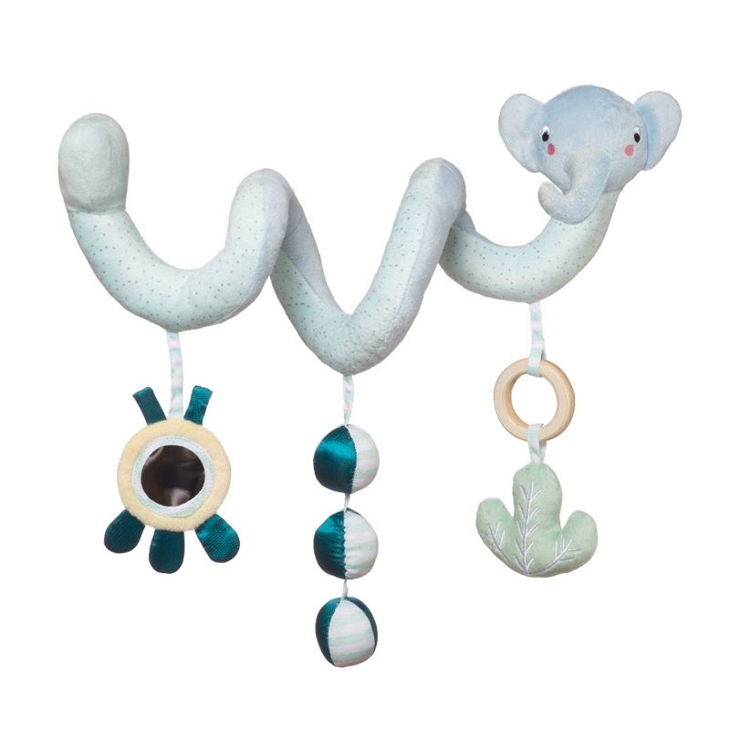 Manhattan Toy Safari Elephant Spiral Baby Toy for Strollers and Crib Toy with Baby Mirror, Rattle and Teether