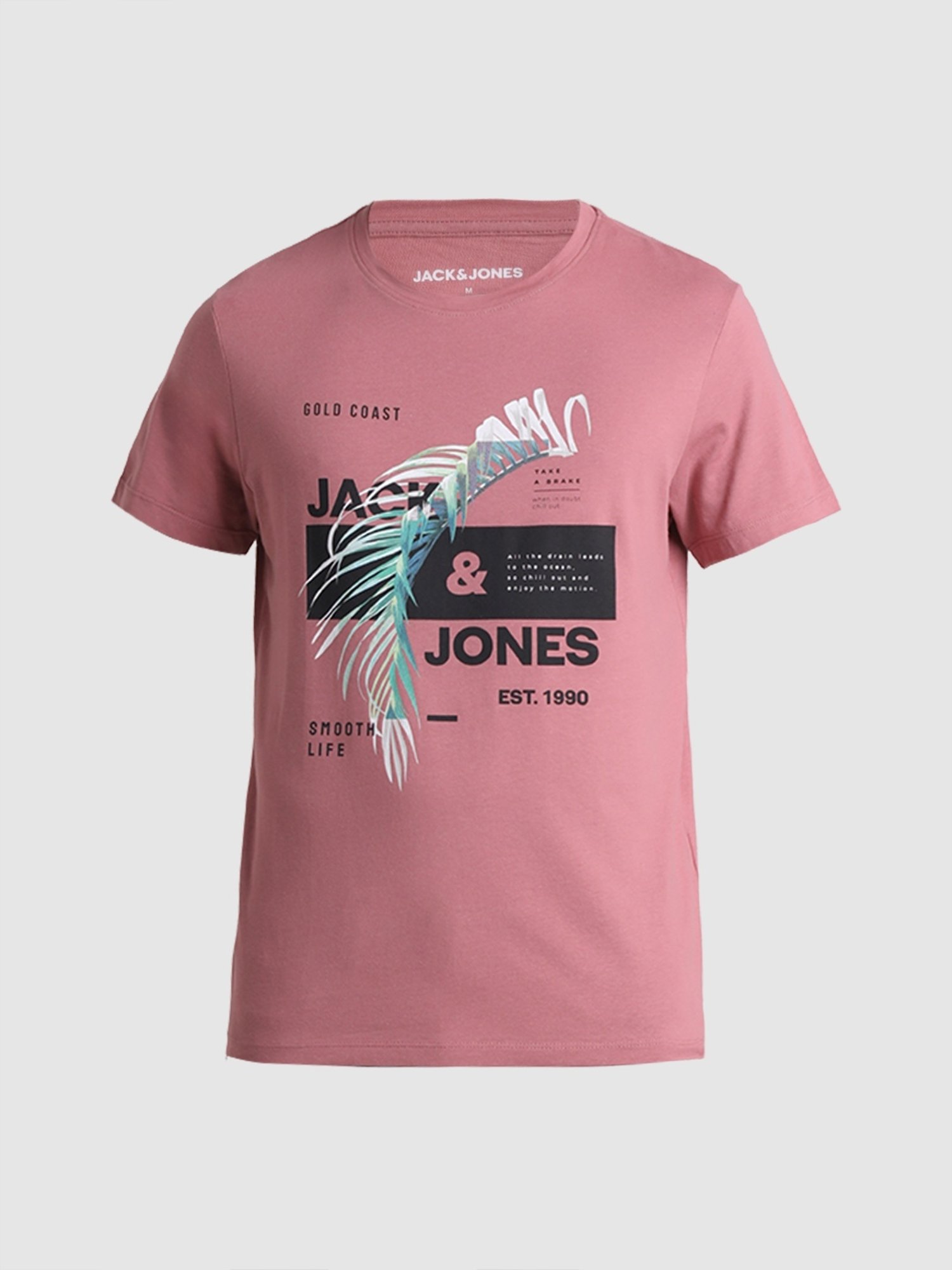 Jack & Jones Mesa Rose Cotton Slim Fit Printed T-Shirt