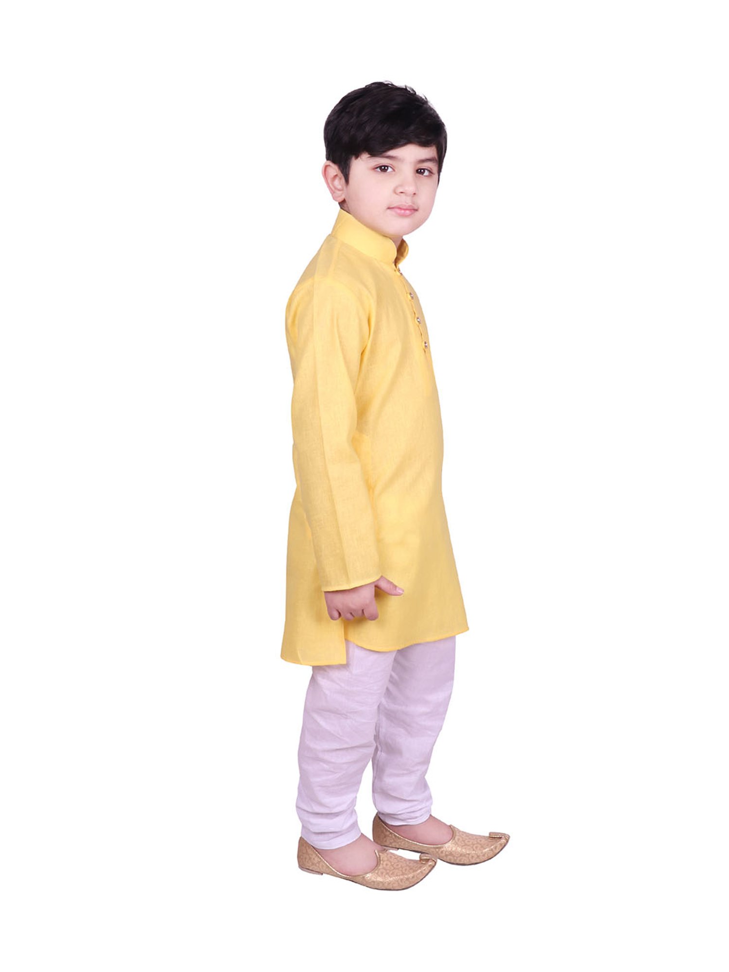 SG Yuvraj Kids Yellow & White Solid Kurta with Pyjamas