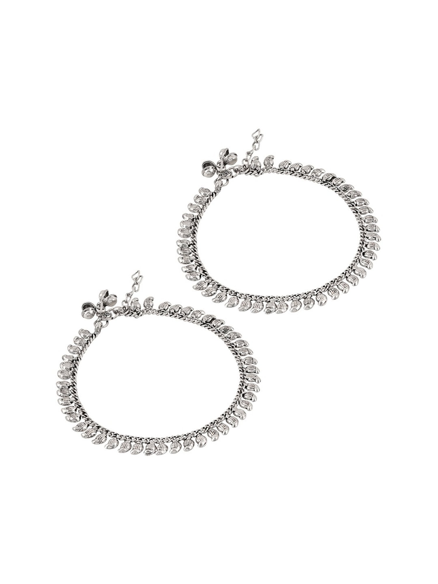 Teejh Manthara Silver Oxidized Ghungroo Pair of Anklet