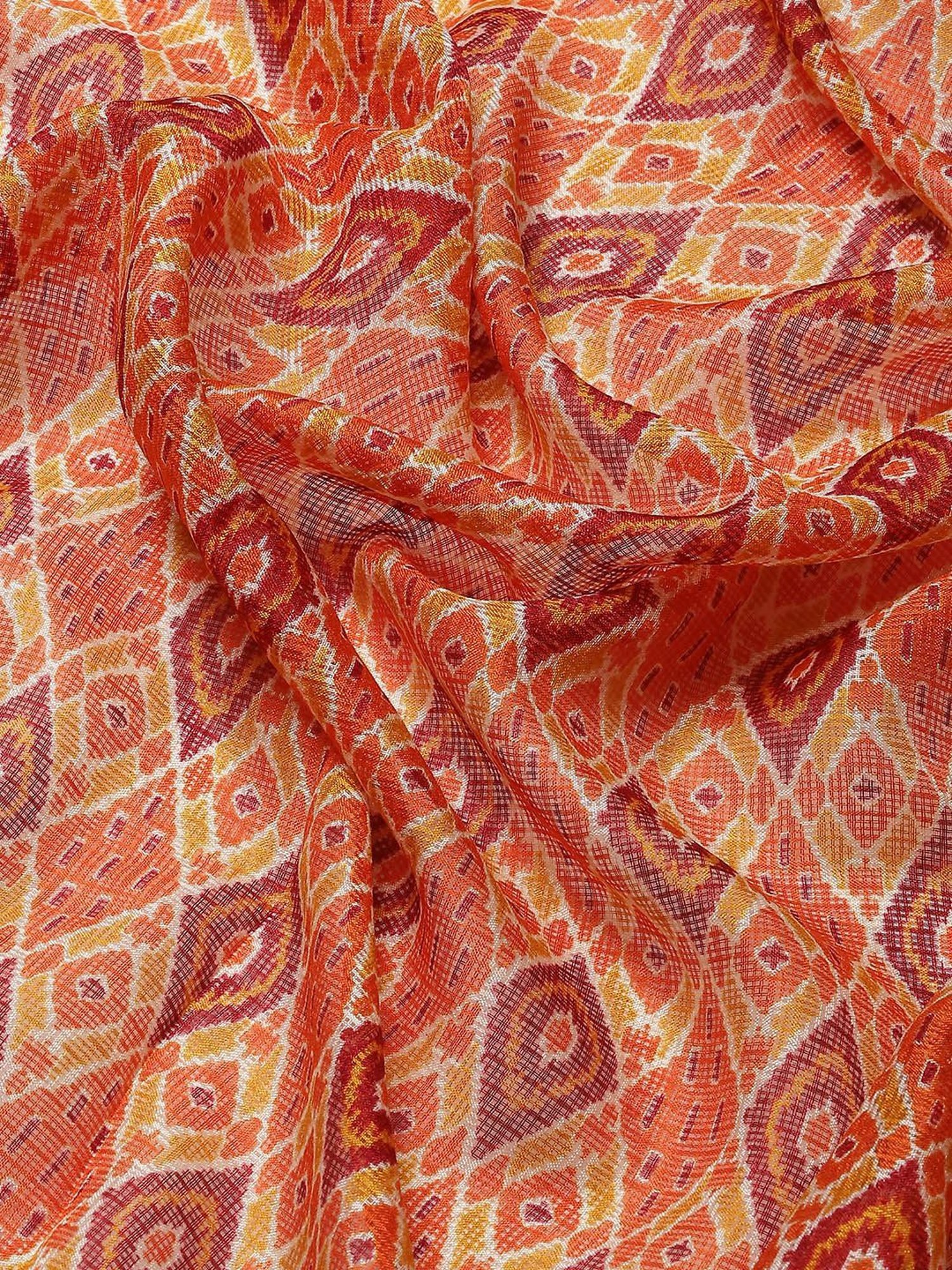 Vaamsi Maroon Silk Printed Saree With Unstitched Blouse