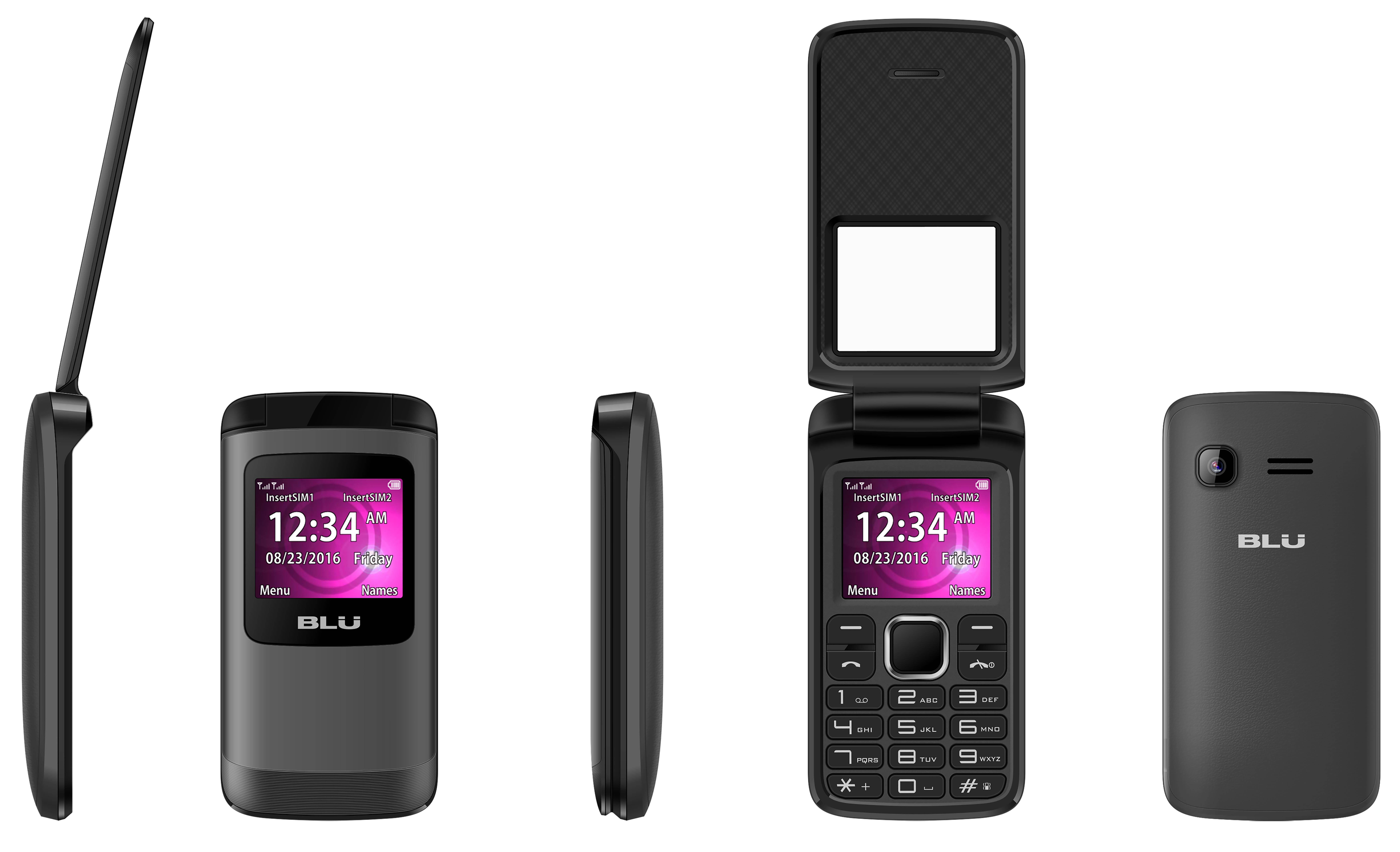 BLU Zoey Flex Z130 1.8" Cell Phone Flip VGA Unlocked Dual SIM - Black