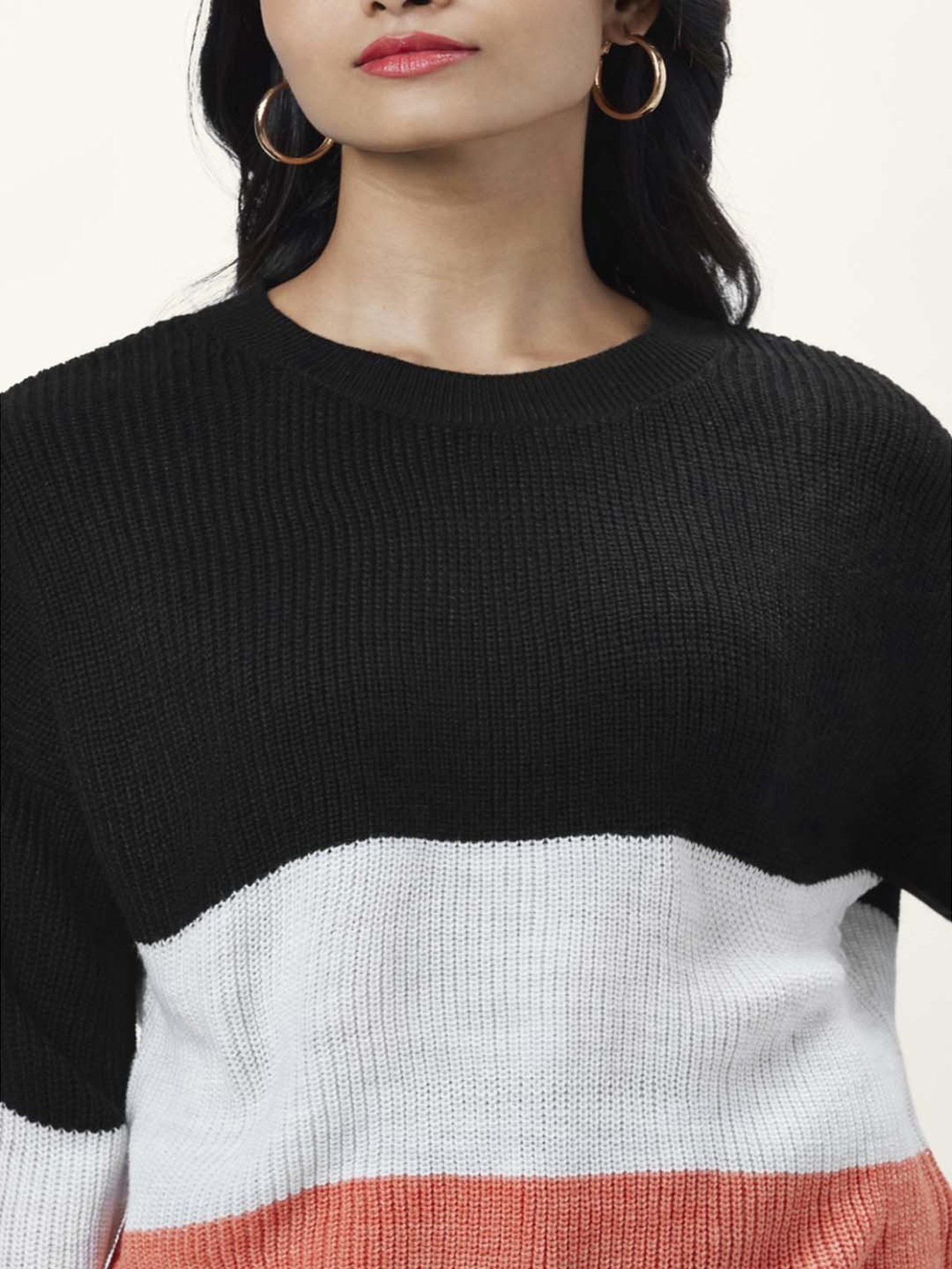 Honey by Pantaloons Black Color-Block Sweater