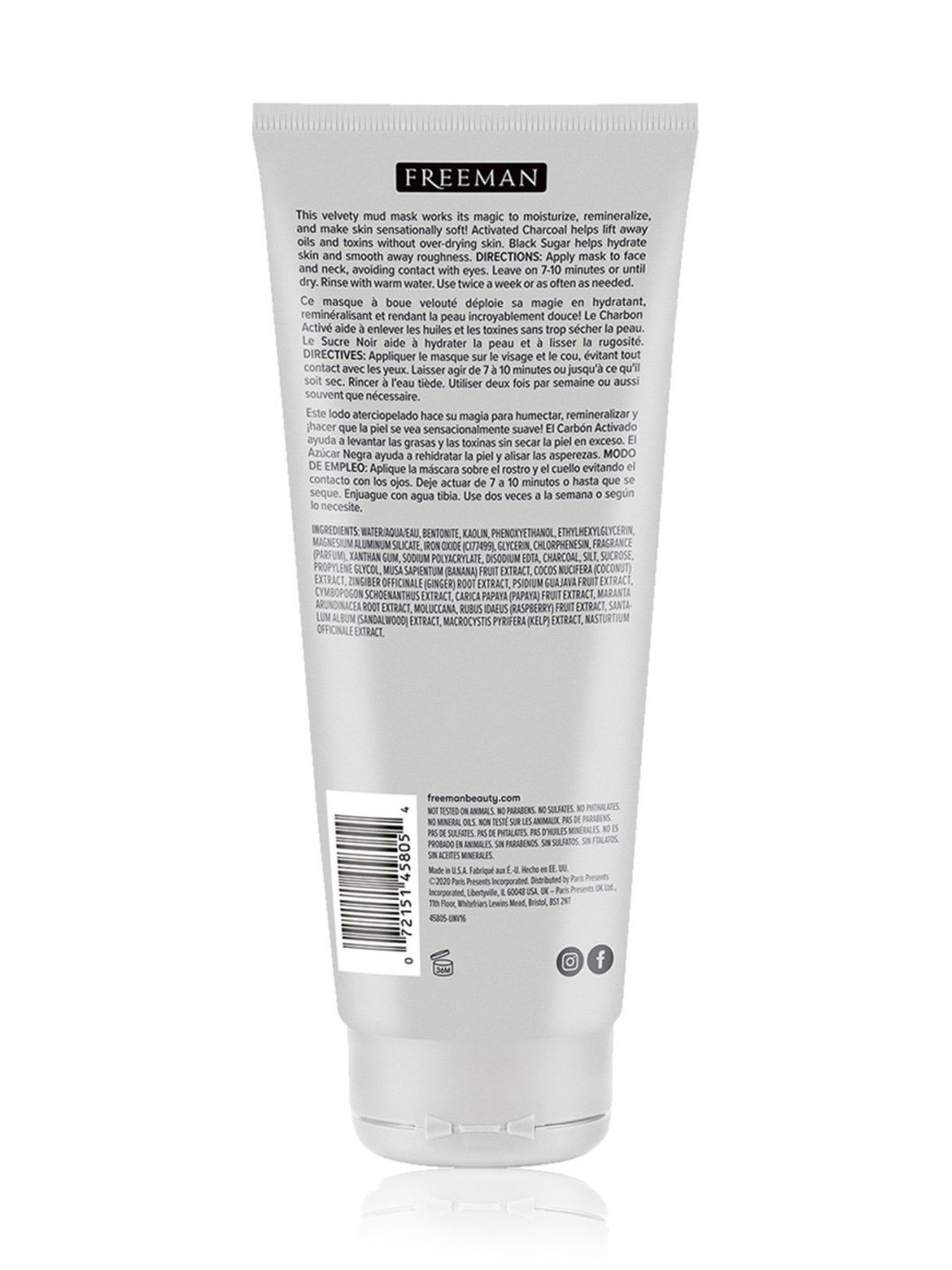 FREEMAN Charcoal + Black Sugar Deep Cleansing Mud Mask - 175 ml