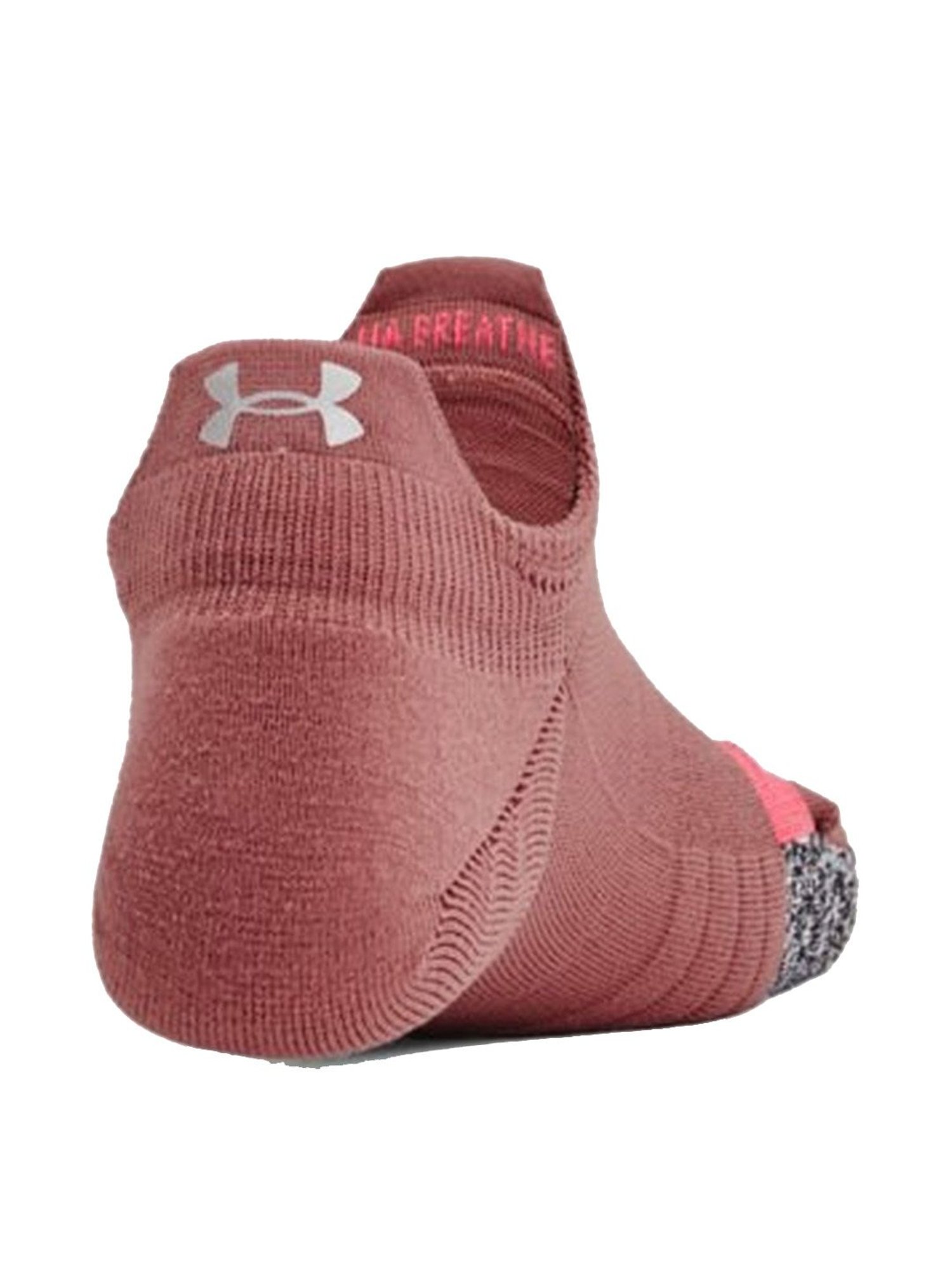 Under Armour Breathe No Show Multicolor Polyester Solid Socks- Pack of 2