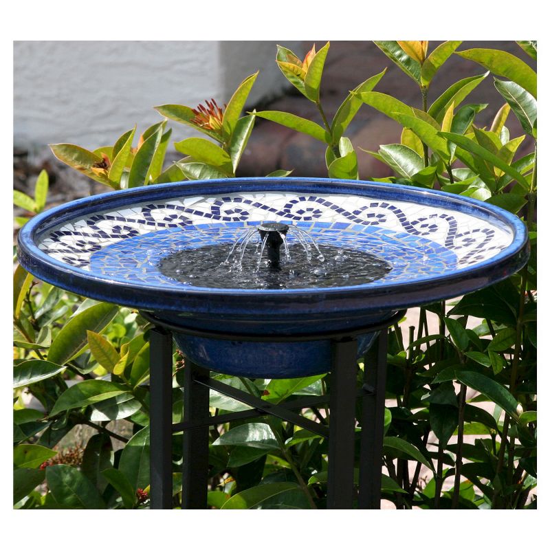 Smart Living 28.75" Mosaic Ceramic Solar Birdbath with Metal Stand
