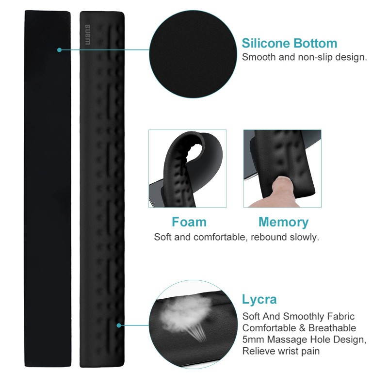 Gel Memory Foam Set Keyboard Wrist Rest Pad, Mouse Wrist Cushion Support for Office, Computer, Laptop, Mac, Comfortable, Lightweight for Easy Typing Pain Relief, Black