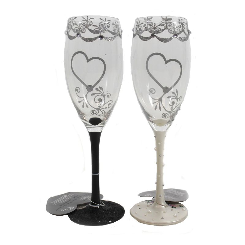 Wedding 8.5" Mr & Mrs Toasting Set Cheers To Bride Groom  -  Drinkware Sets