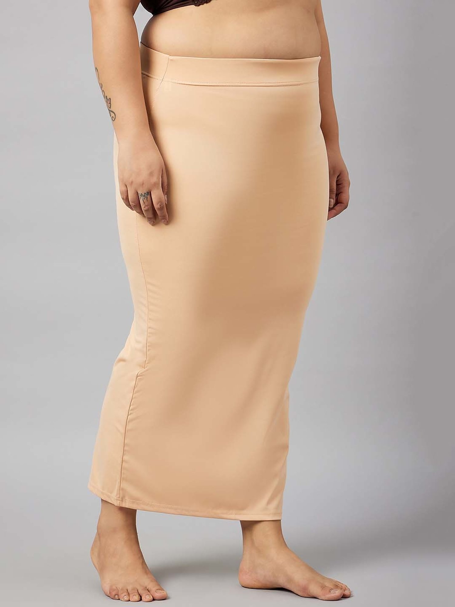 Secrets By ZeroKaata Beige & Grey Plain Saree Shapewear - Pack Of 2