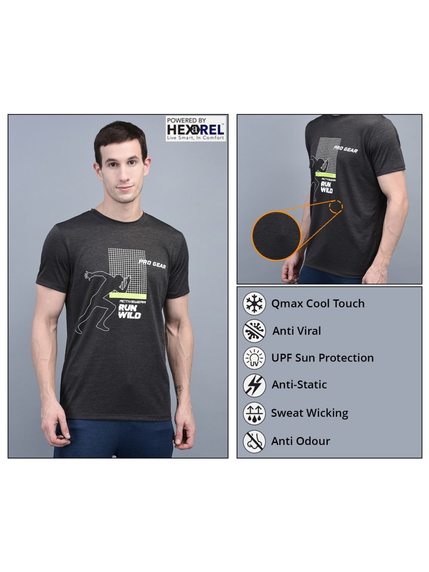 Force NXT Magnet & Blue Regular Fit Sports T-Shirt - Pack Of 2