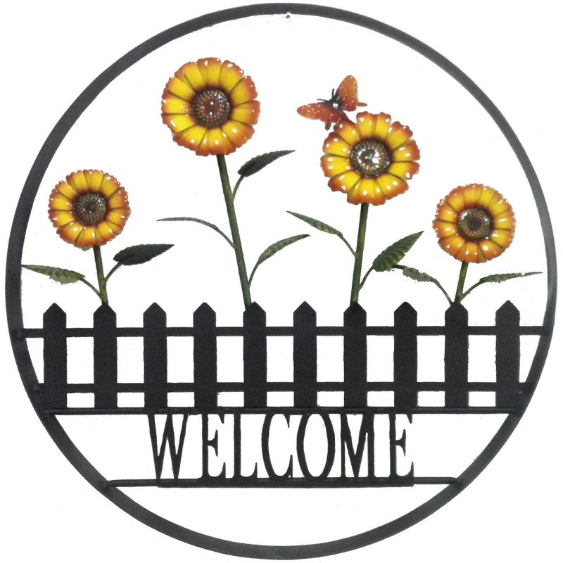 24"H Metal Outdoor Floral Wall Art - Yellow - Backyard Expressions