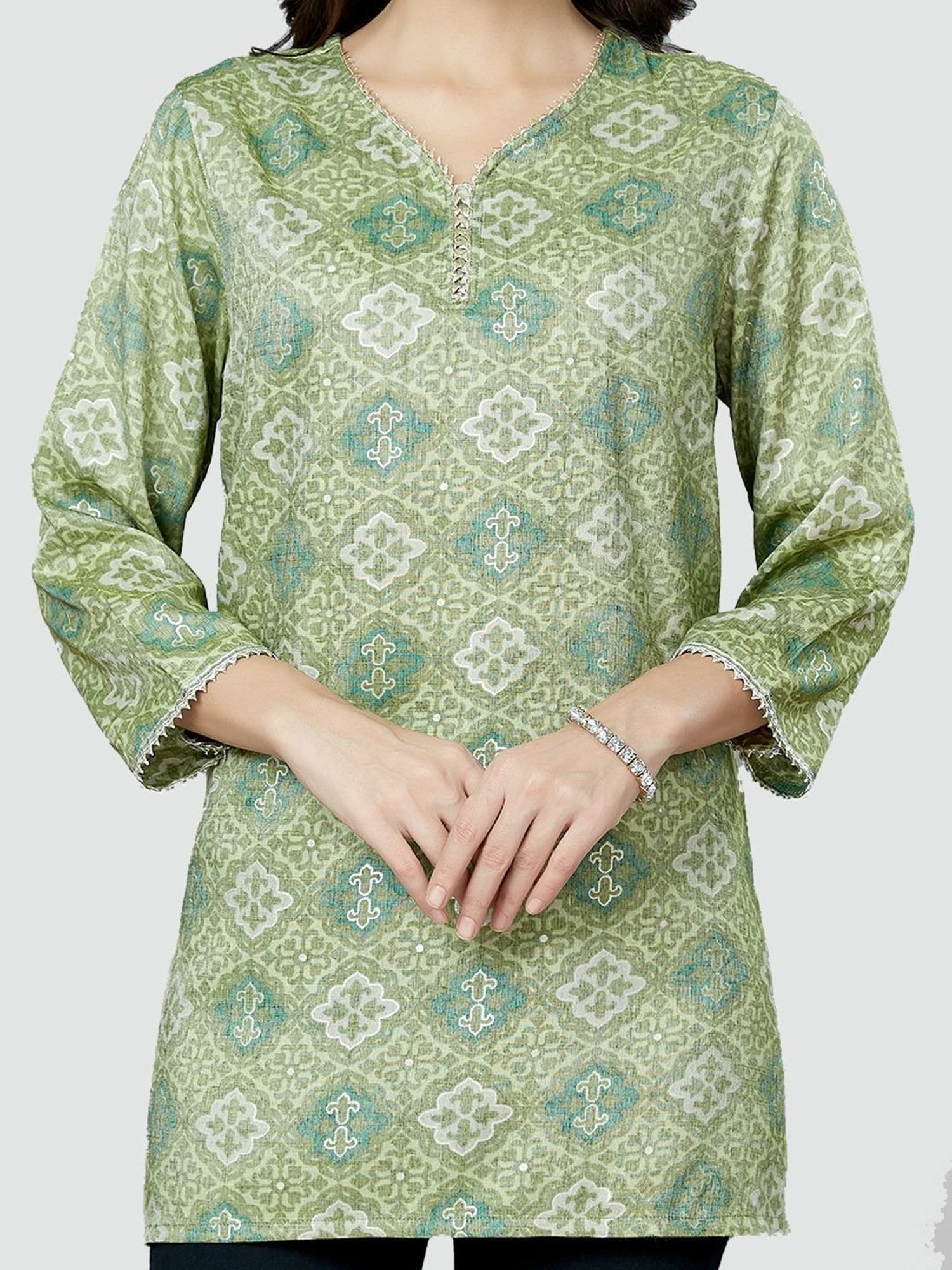 Saree Swarg Green Printed Tunic