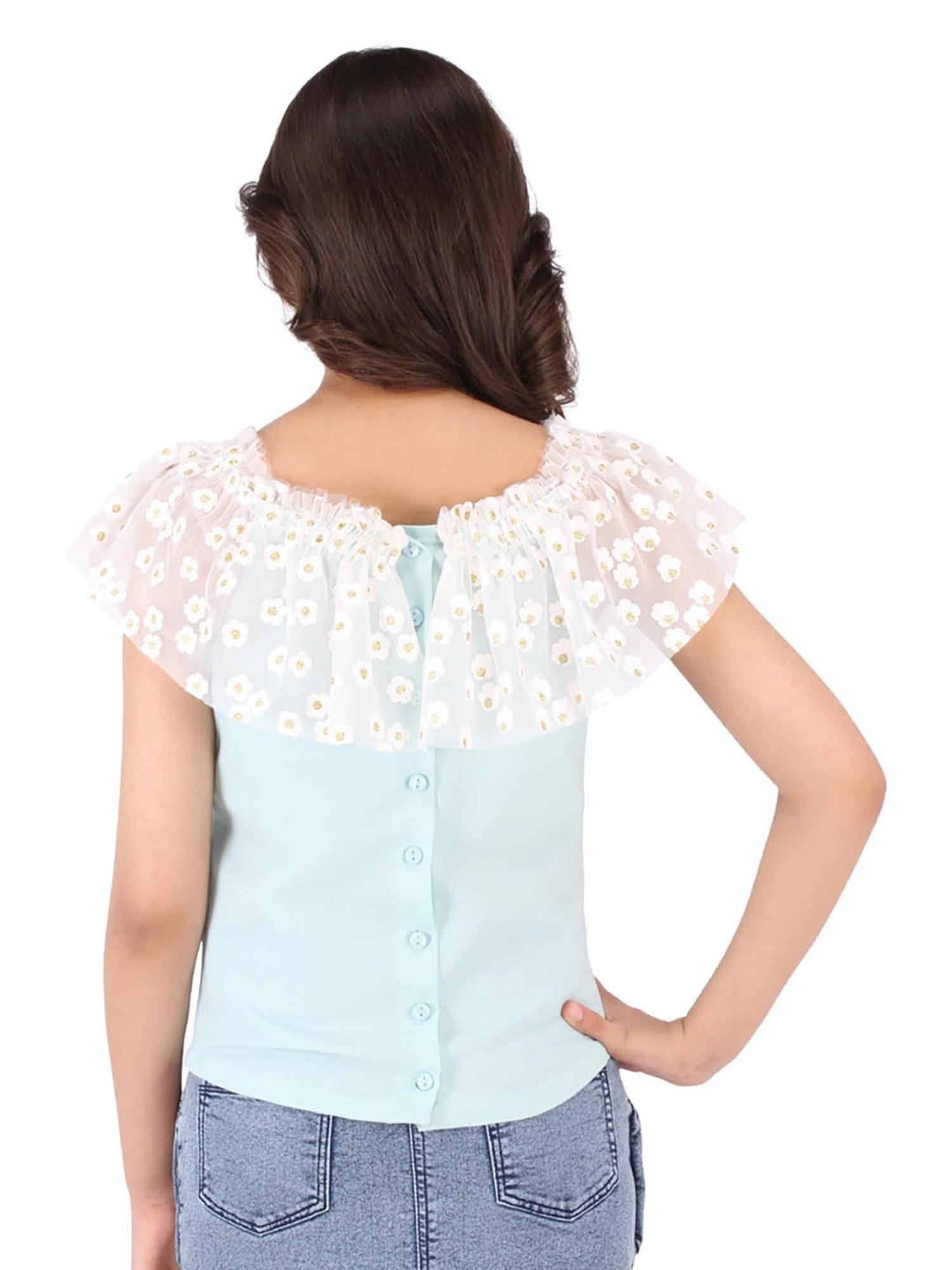 Cutecumber Kids Sky Blue Applique Top