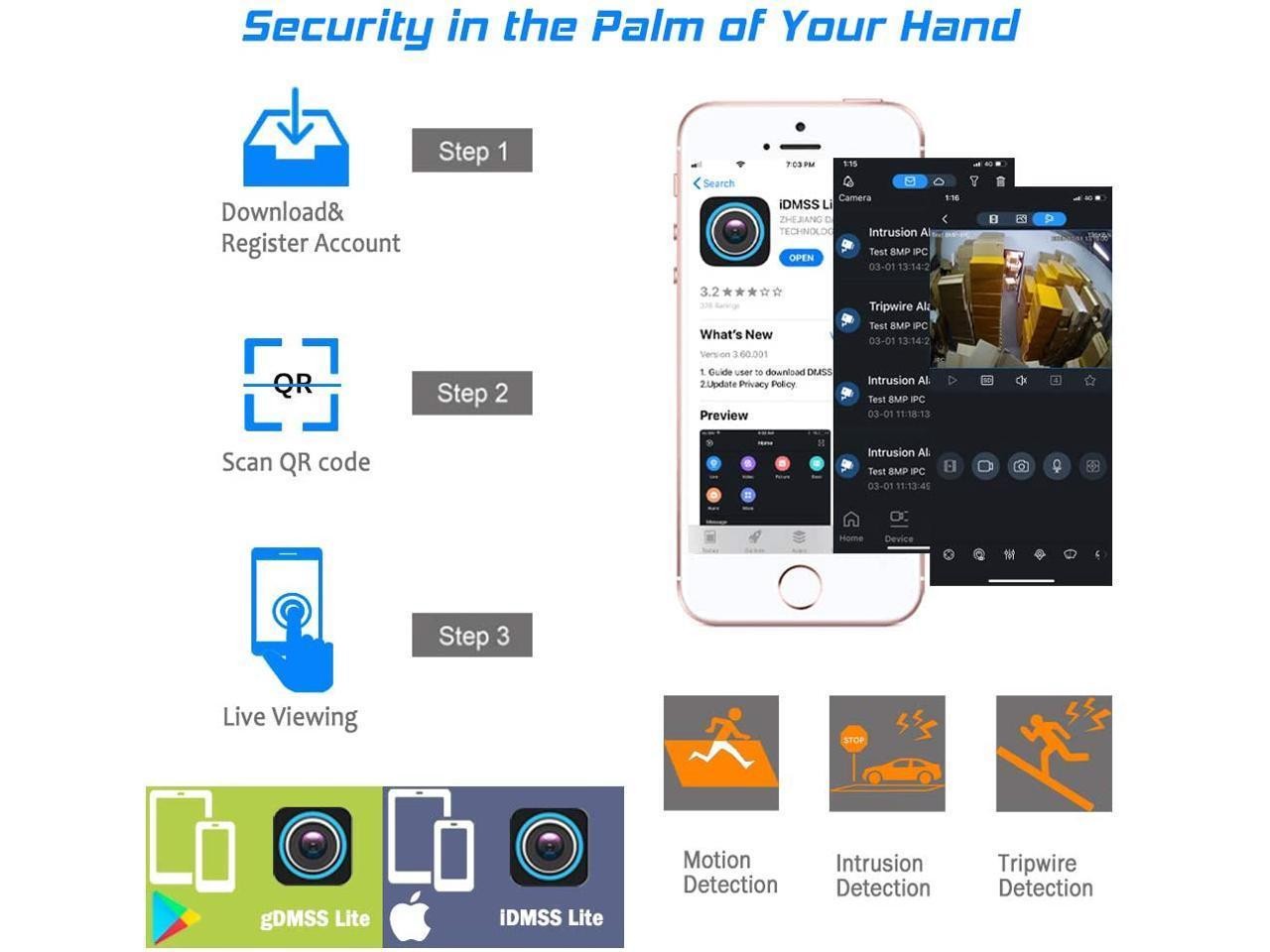8MP PoE Security IP Camera - OEM IPC-HFW2831S-S-S2 2.8mm, Ultra HD 4K Starlight Mini Bullet Outdoor Network Camera Video Surveillance with 98ft Night Vision,SD Card Slot,H.265,IP67