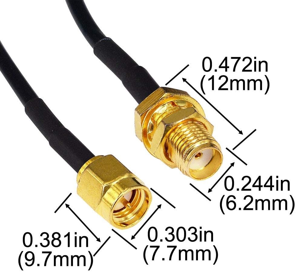 YOTENKO HT WiFi Antenna Extension Cable SMA Male to SMA Female Jumper RF Connector Adapter RG174 2M