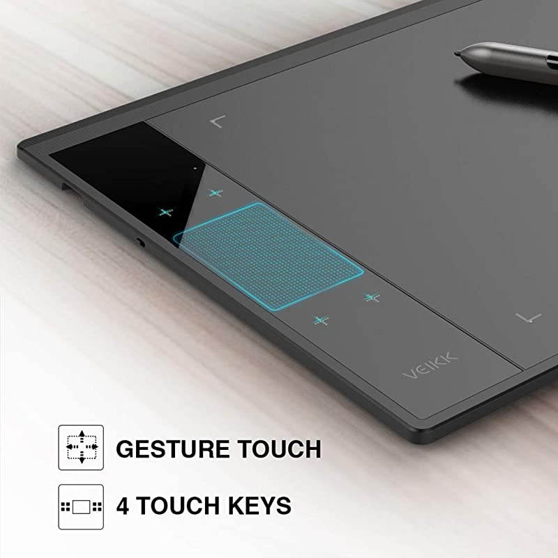 Drawing Tablet  A30 Graphic Pen Tablet with Gesture Touch Pad 4 hotkeys10x6 inch Working Area BatteryFree Stylus