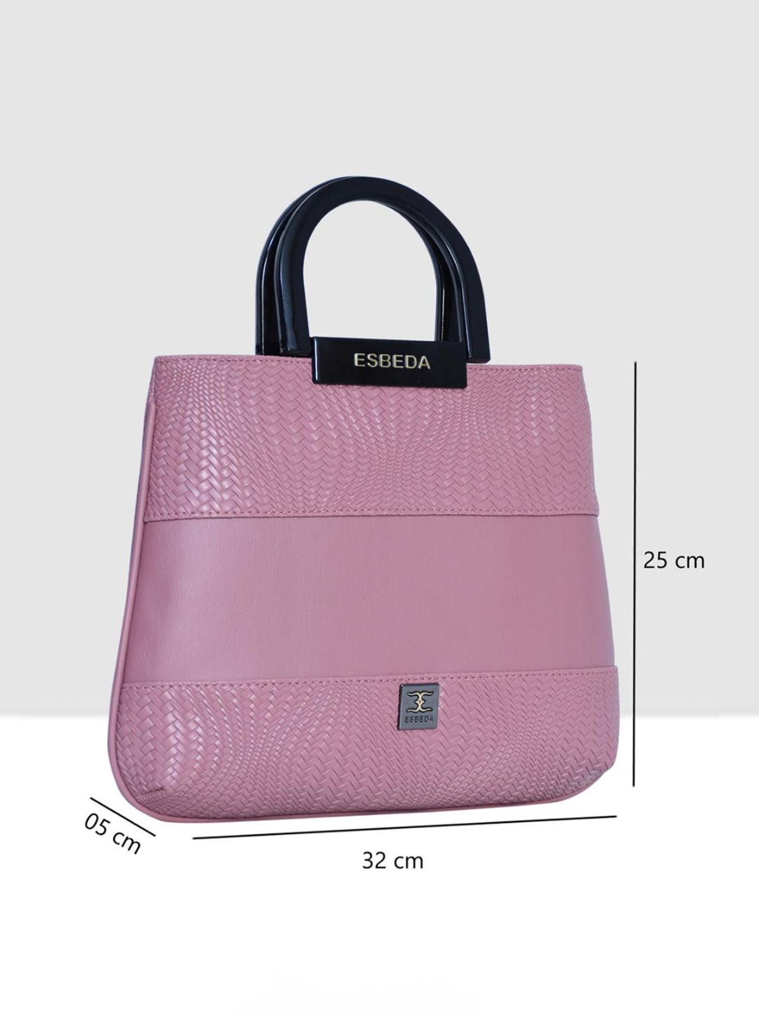 Esbeda Pink Textured Medium Satchel Handbag