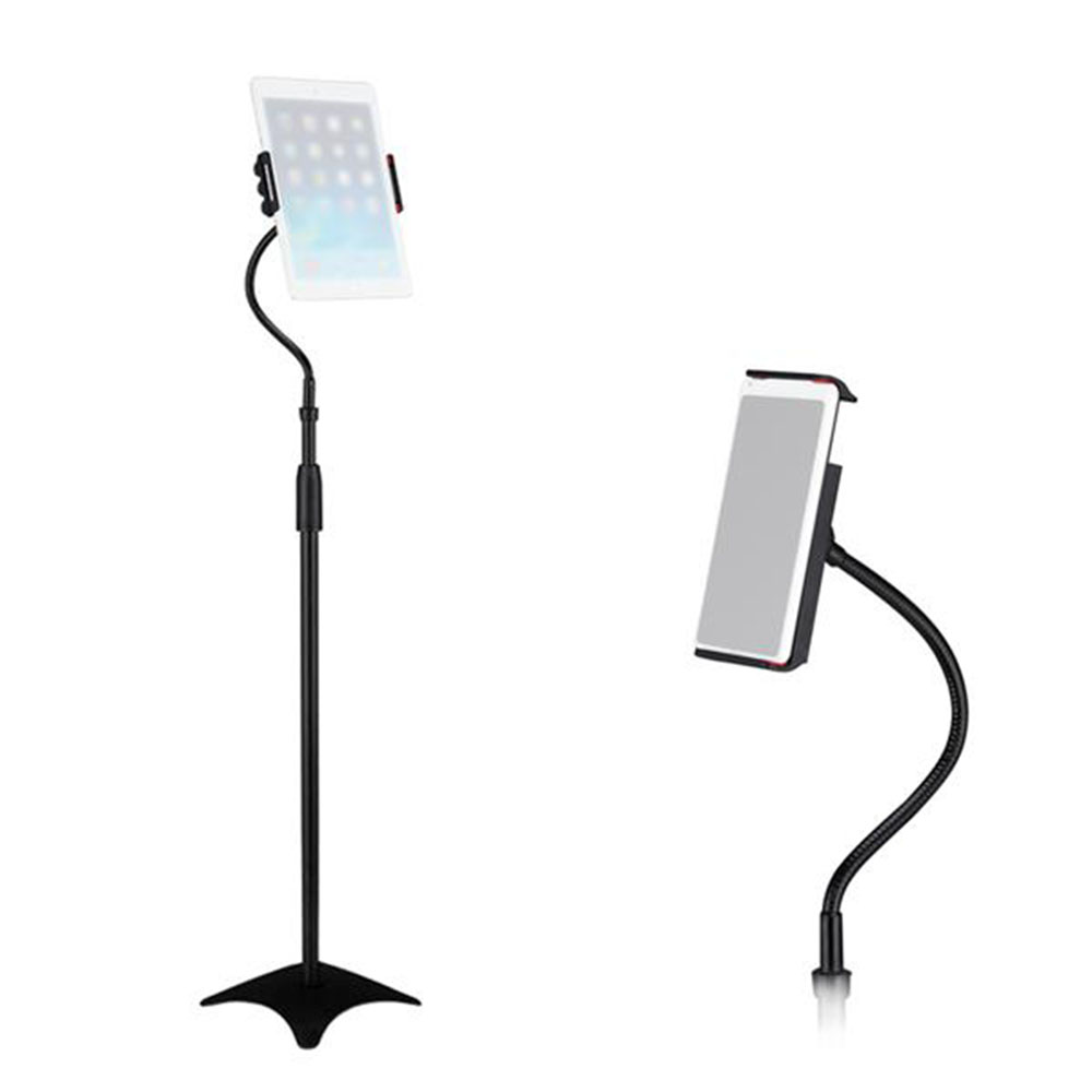 360 Degree Adjustable Height & Angle Flexible Long Arm Floor Stand Holder for 4.5"-10" Phone Tablet, Suit For Live Broadcast, Online Class, Face Time, Zoom Meeting, Video Call