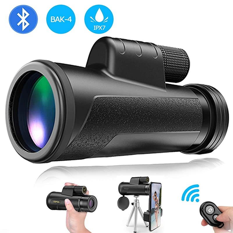 Telescope with Smartphone Holder - 12X50 High Power HD , Camera Shutter, Waterproof IPX7, BAK4 Prism, Tripod for Watching Wildlife Bird Hunting Camping Travel
