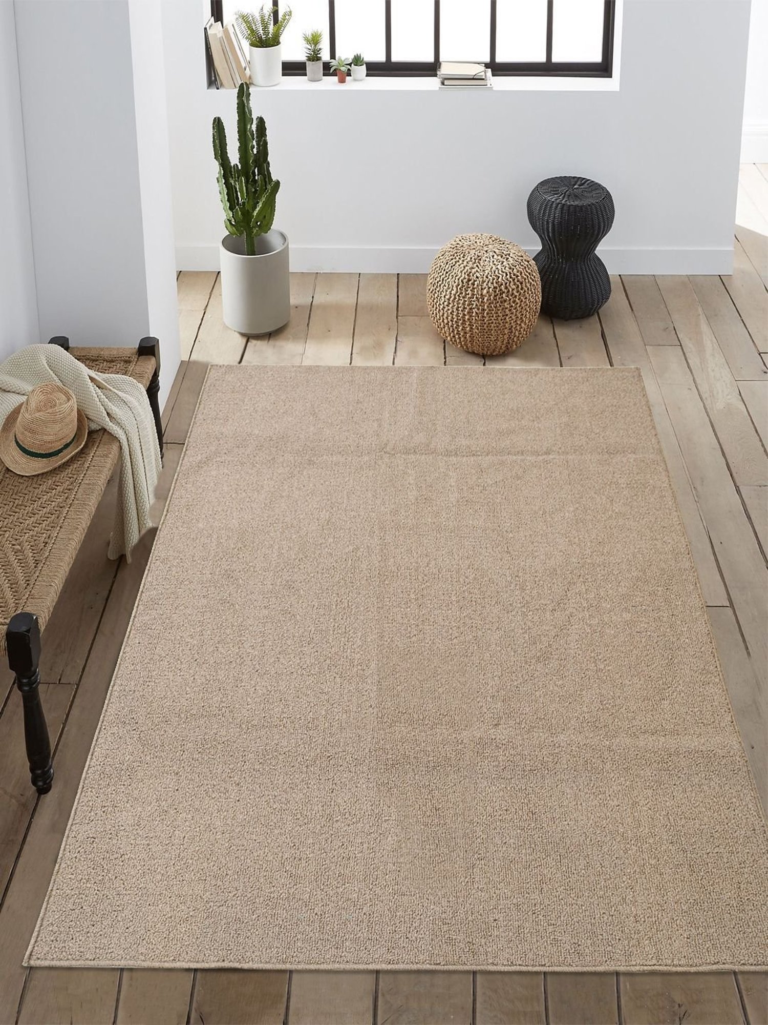 Saral Home Beige Polyester Modern Carpet - Set of 1