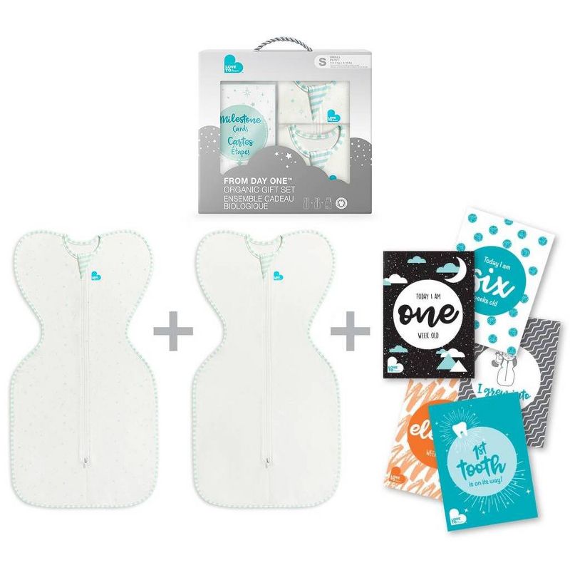 Love to Dream Gift Box - 2 Adaptive Organic Swaddle UP Swaddle - Newborn and Milestone Cards
