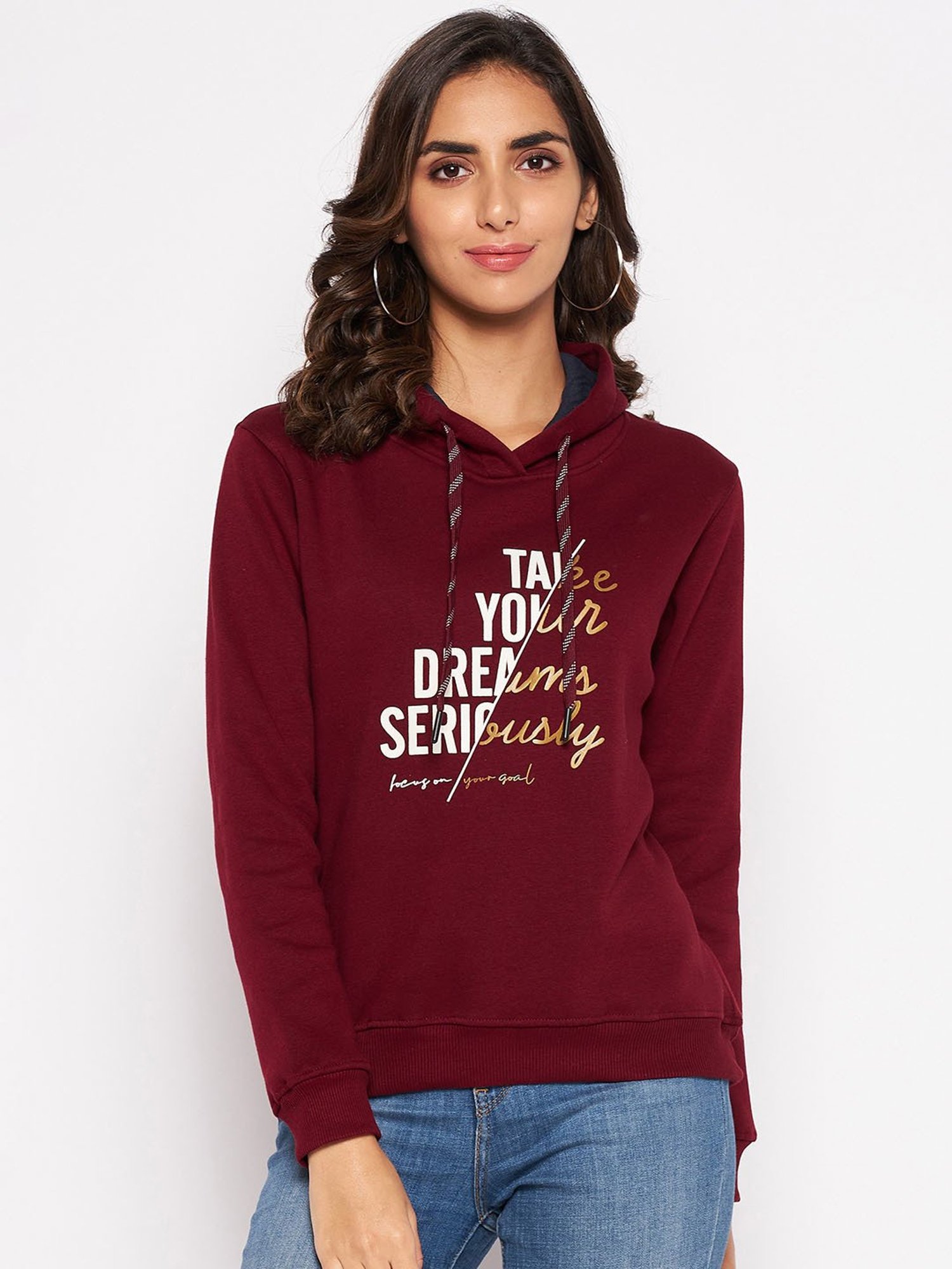 Crozo By Cantabil Maroon Textured Hoodie