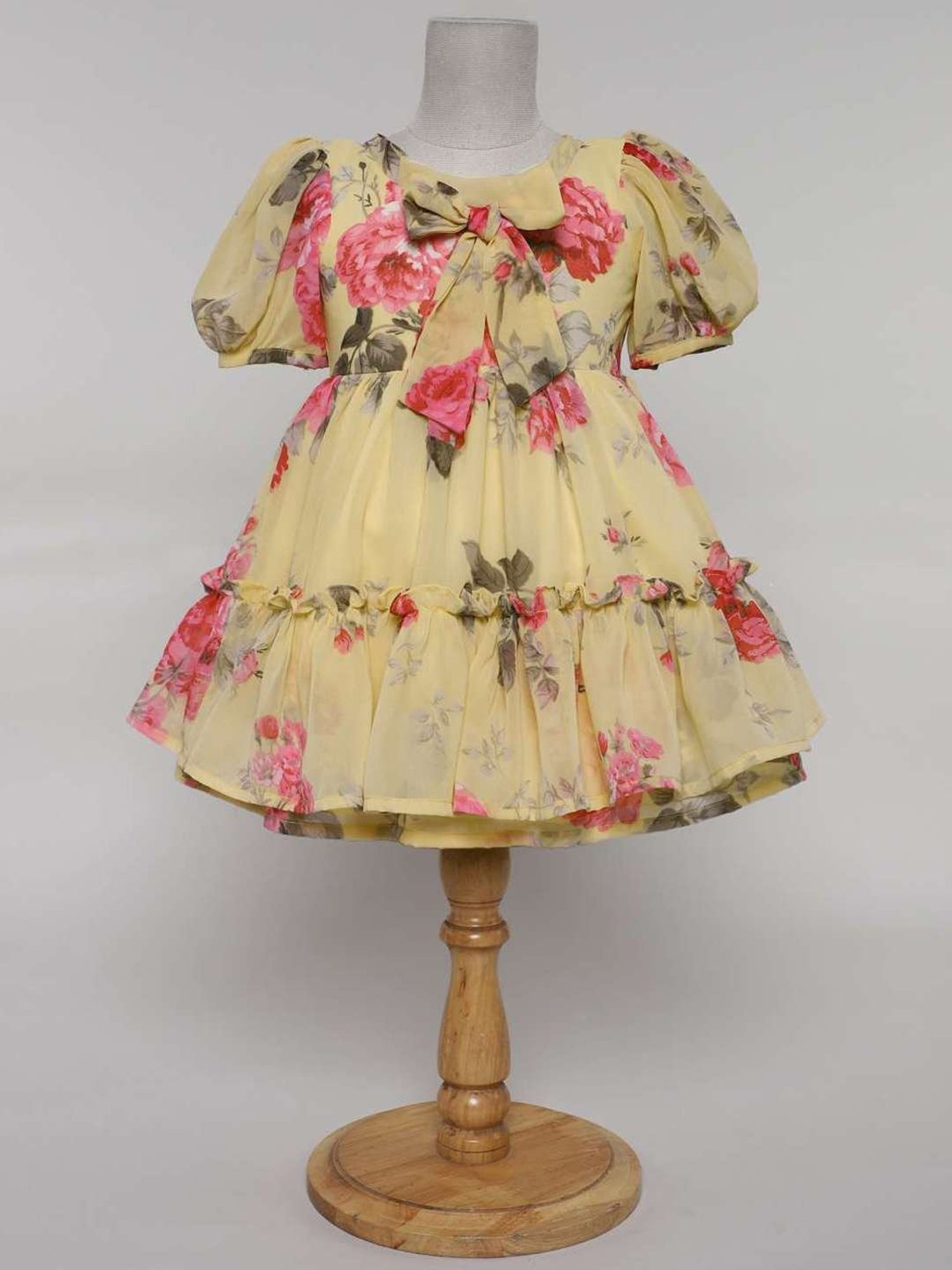 Many Frocks Kids Yellow & Pink Printed Dress