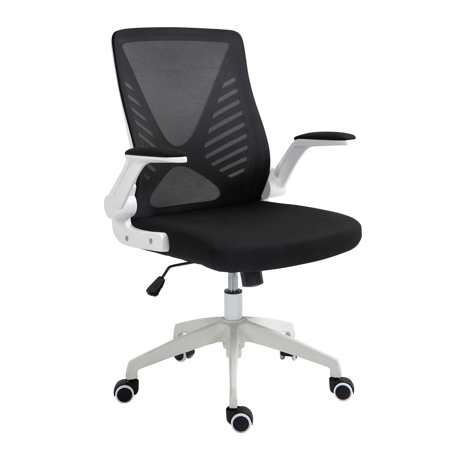 Ergonomic Office Chair, Home Office Desk Chairs, Mid-back Computer Mesh Chair with Lumbar Support and Flip-up Arms, Swivel Task Chair