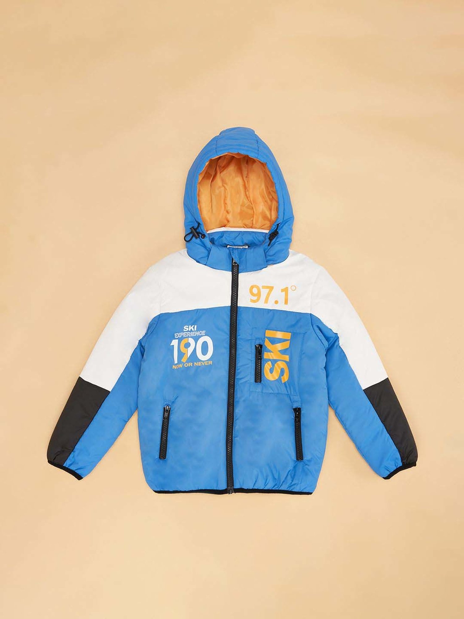 Pantaloons Junior Blue & White Printed Full Sleeves Jacket