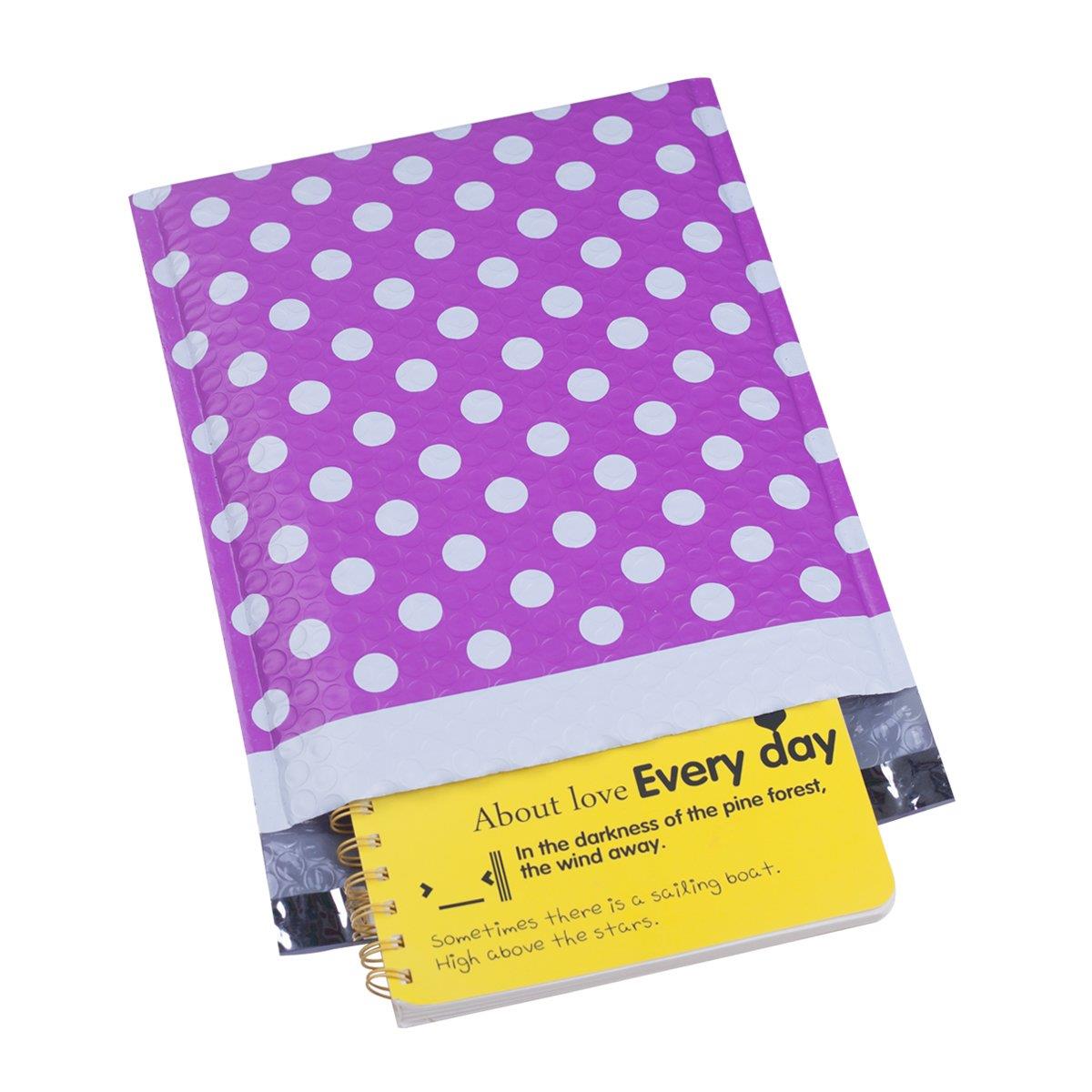 UCGOU #2 8.5x12 Inch Purple Dot Padded Envelopes Water Proof Poly Bubble Mailers Self Seal Mailing Envelopes Pack of 25