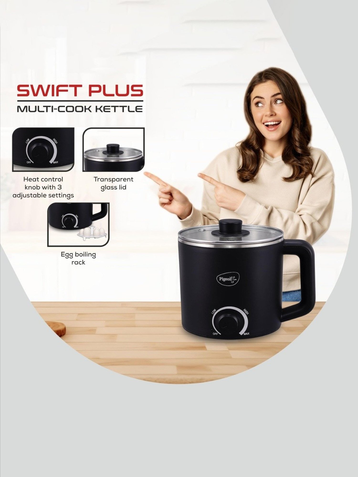 Pigeon by Stovekraft Swift Multi Cook Kettle 1.5L (Blue)