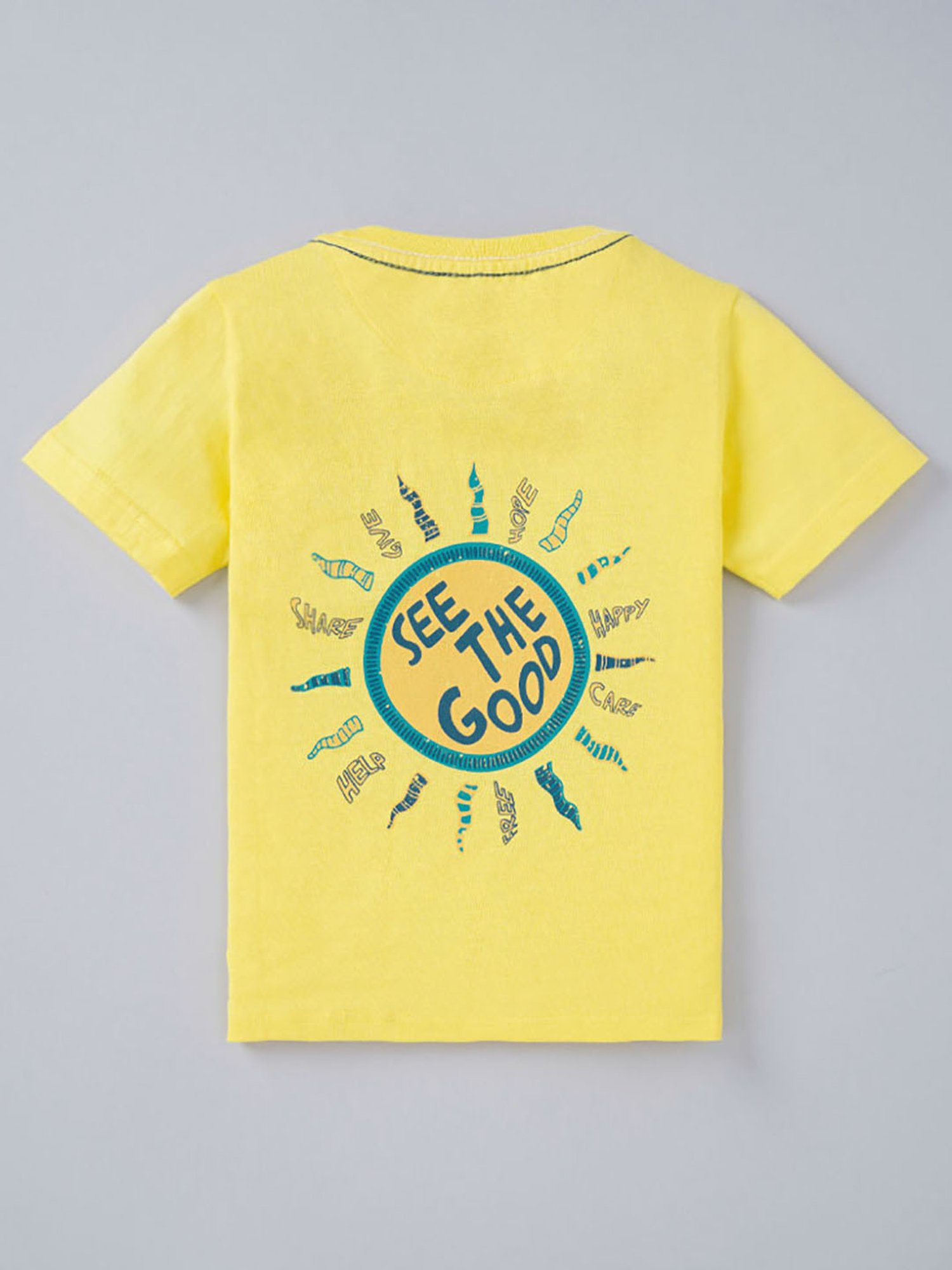 Ed-a-Mamma Boys Yellow Solid T-Shirt