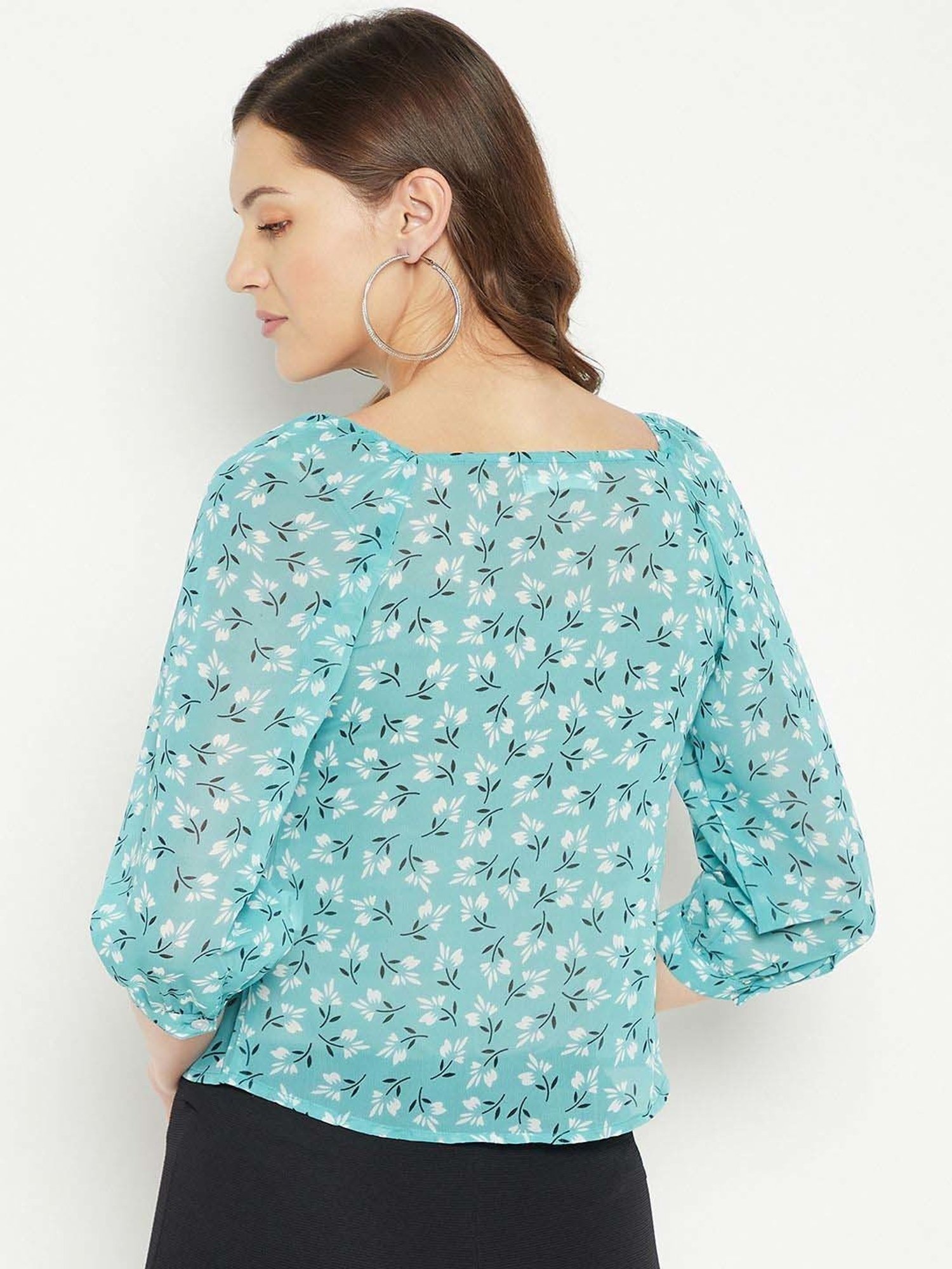 PURYS Blue Printed Top