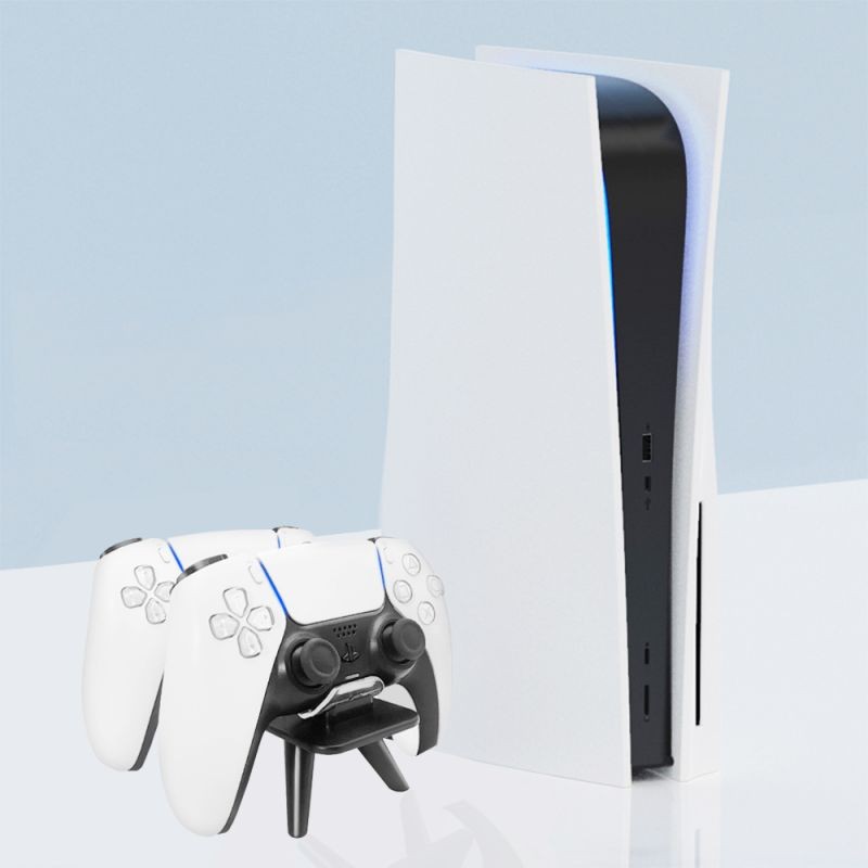 PS5 Controller Charger, Dual Fast  Dualsense Charging Station Dock Stand with USB C Charger Cable & Blue LED Projection Light for Sony Playstation 5 Controllers Dualsense