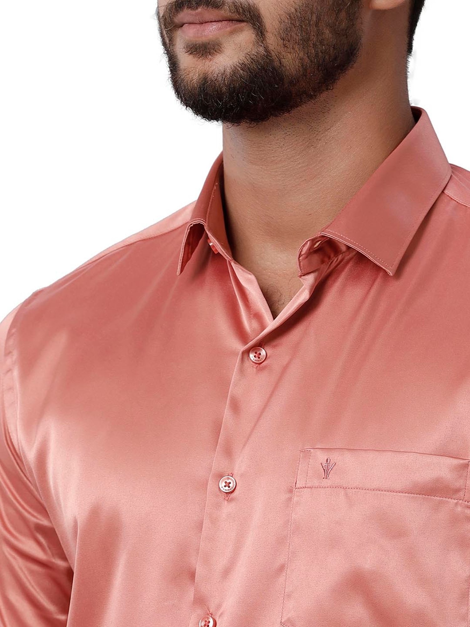 Ramraj Peach Regular Fit Full Sleeves Shirt
