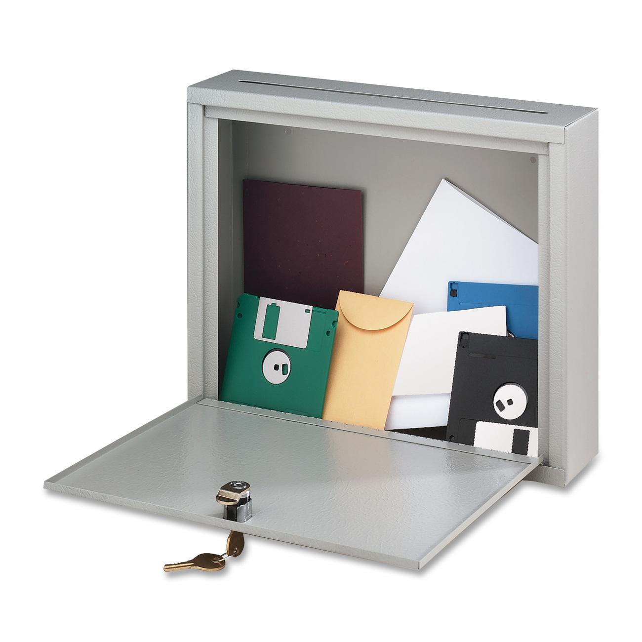 Buddy 562632 Wall-Mountable Interoffice Mail Collection Box  18w x 7d x 18h  Platinum