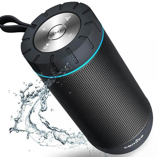 COMISO Waterproof Bluetooth Speaker with 24 Hours Playtime,360 Degree Superior Sound with Dual 6W Drivers Dual Passive Radiators wireless Portable Speaker for Outdoor - Grey