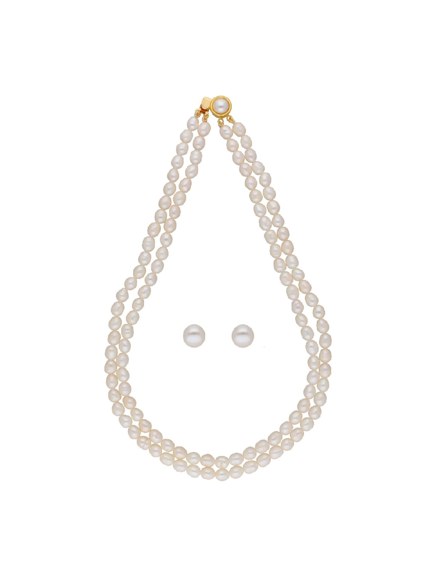 Sri Jagdamba Pearls White Alloy Classic Necklace & Earring Set