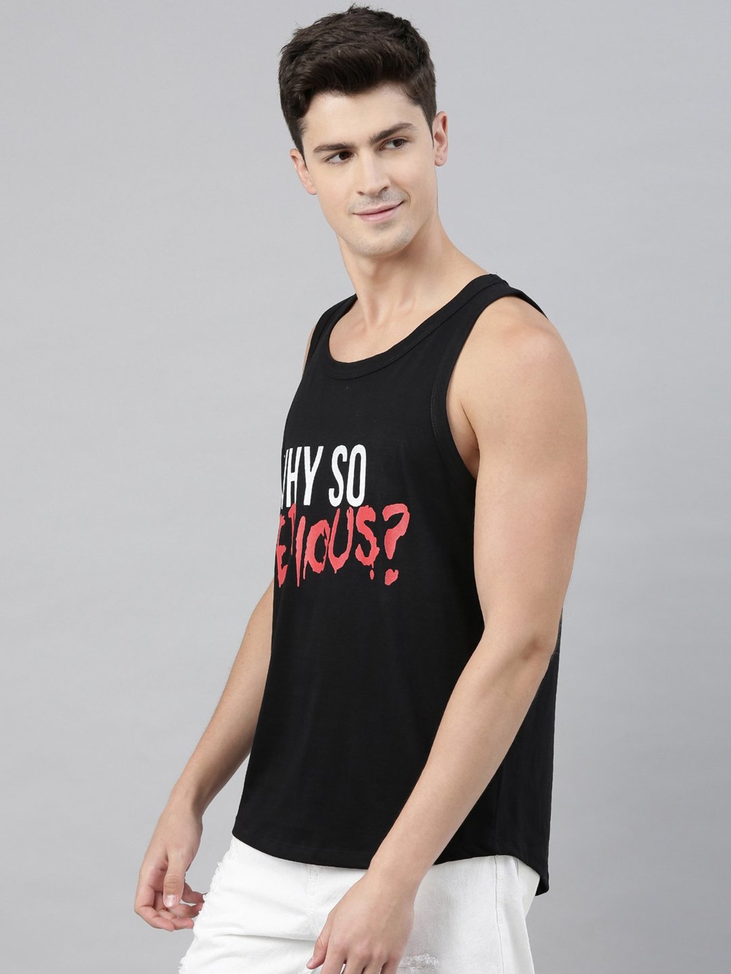 Bushirt Black Printed Cotton Vest