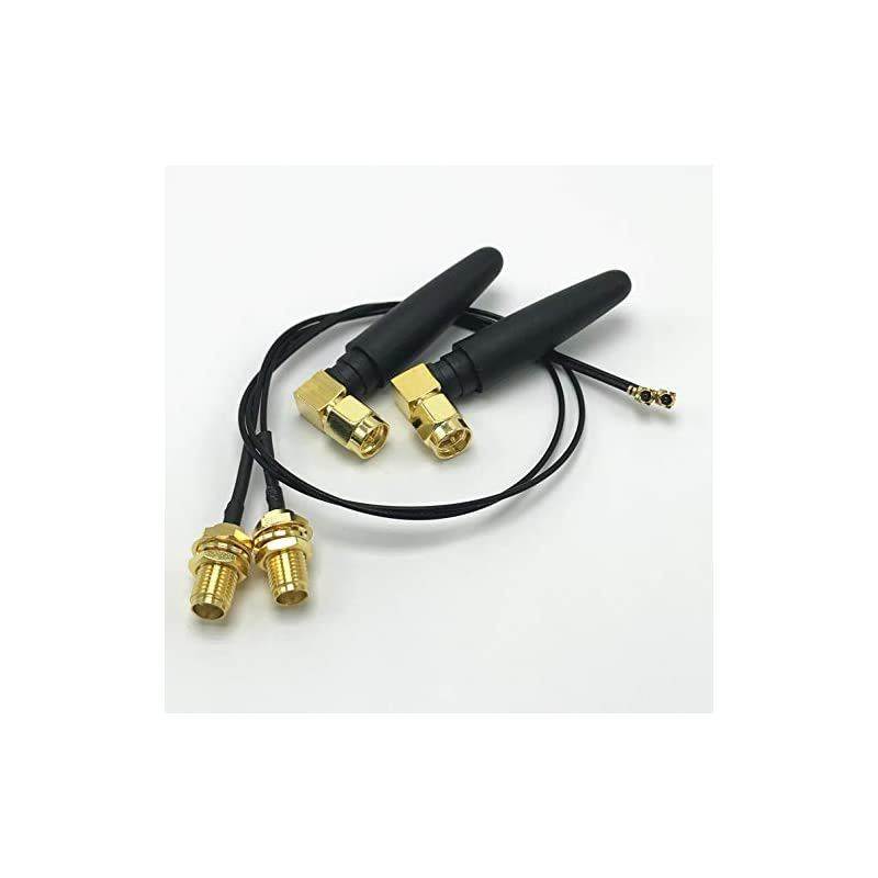 2.4ghz WiFi Antenna 2dbi SMA Male (Pin) Connector with Mini PCI U.FL to SMA Female WiFi Pigtail RF1.13 Cable 15cm(Pack of 2)
