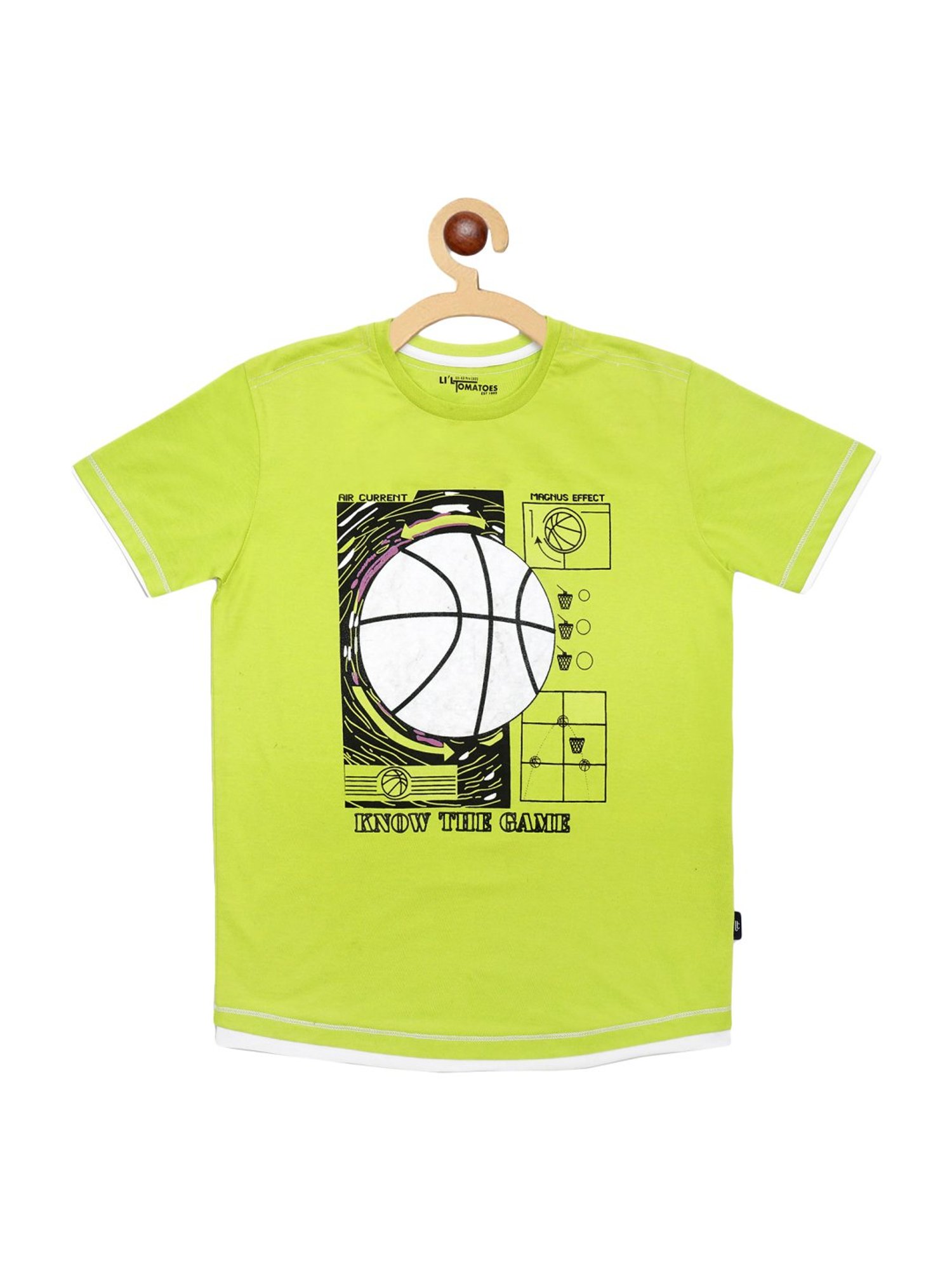 Li'l Tomatoes Kids Neon Green Cotton Graphic Print T-Shirt