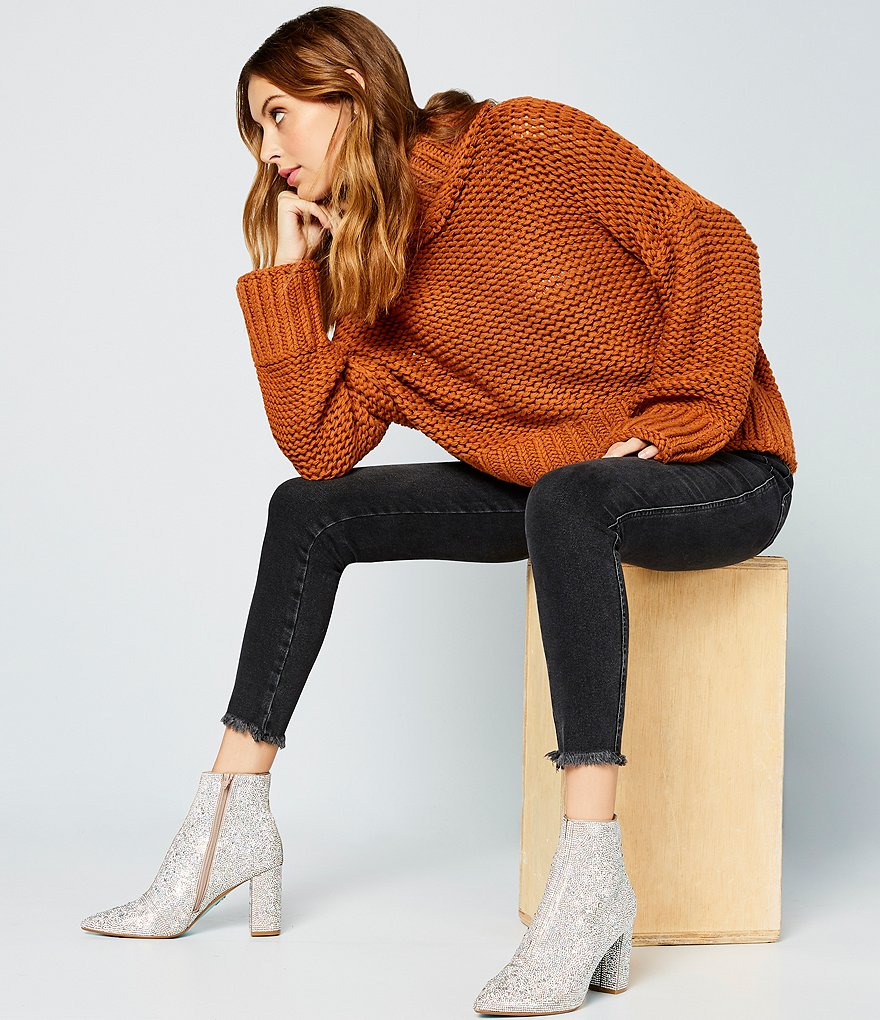 Free People Raw Hem High Rise Cotton Blend Jeans