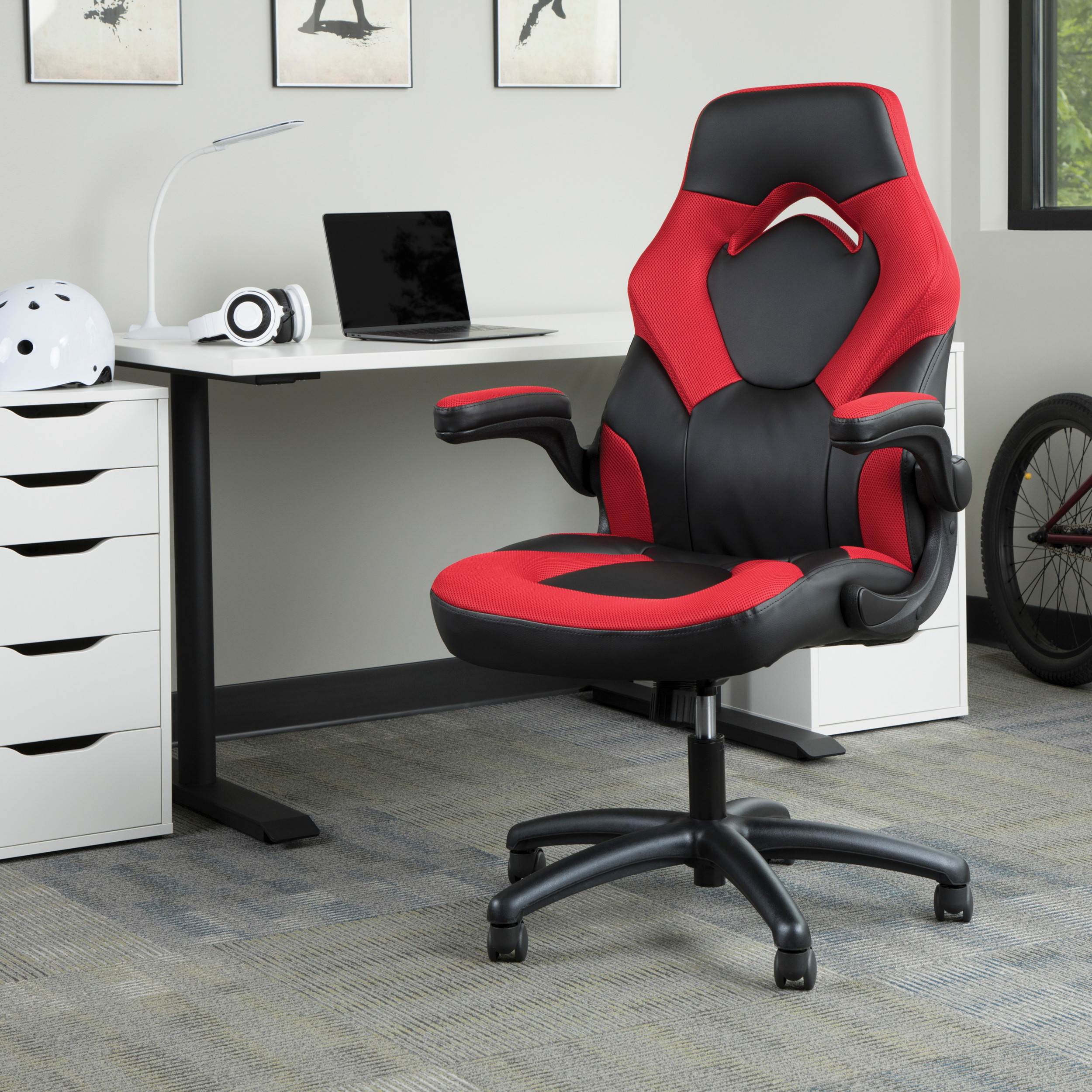 Gaming Chair, Racing Style Computer Desk Chair Padded Armrests Ergonomic Lumbar Support Adjustable Height