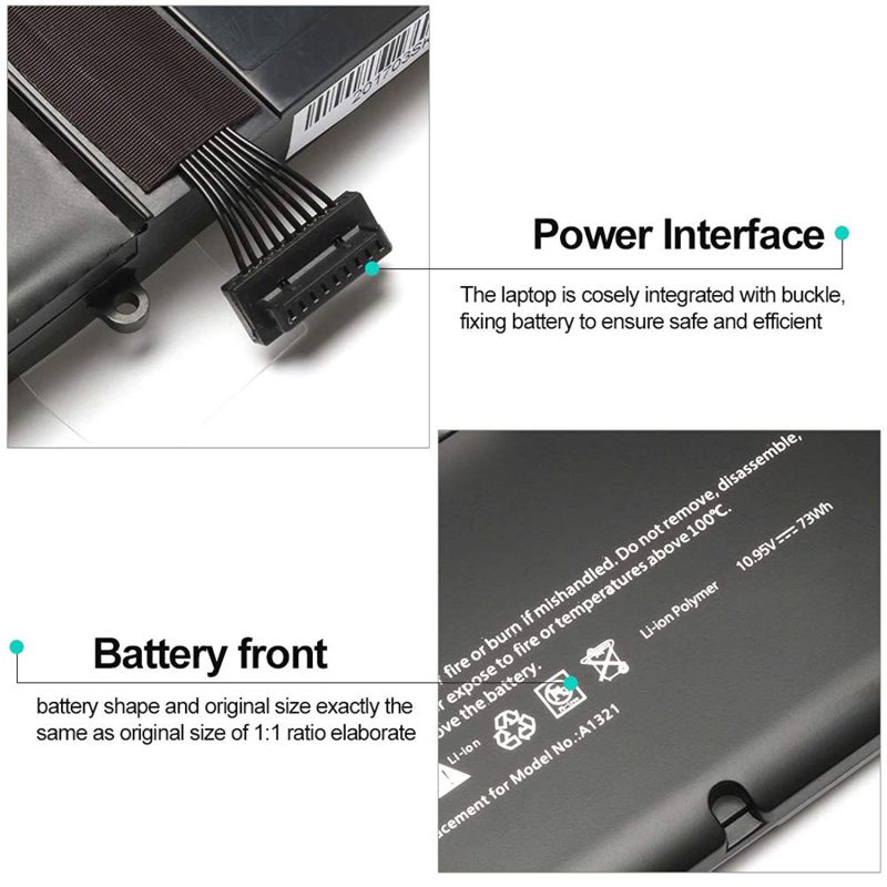 LQM 10.95V 73Wh New Replacement Laptop Battery for Apple A1321 A1286 MB985 MB986J/A MC118 MB986 Pro 15 inch (2009 2010 Model Only) Notebook