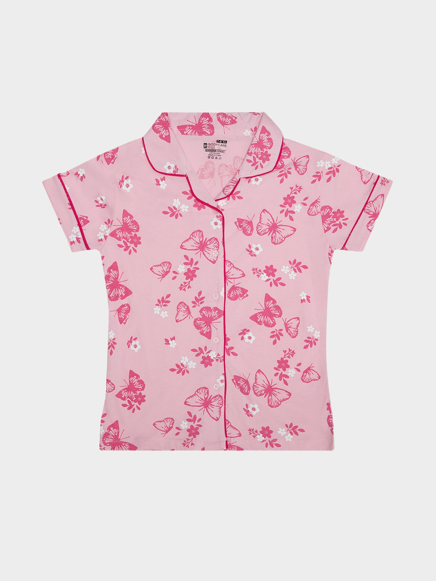 Bodycare Girls Light Pink Printed Shirt with Shorts