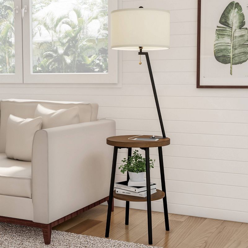 Floor Lamp End Table Mid Century Modern (Includes LED Light Bulb)