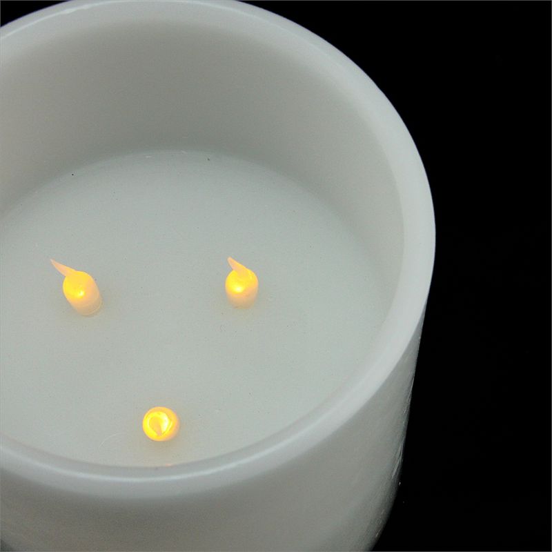 Roman 5" LED Lighted Glittered Church Christmas Pillar Candle - Ivory White