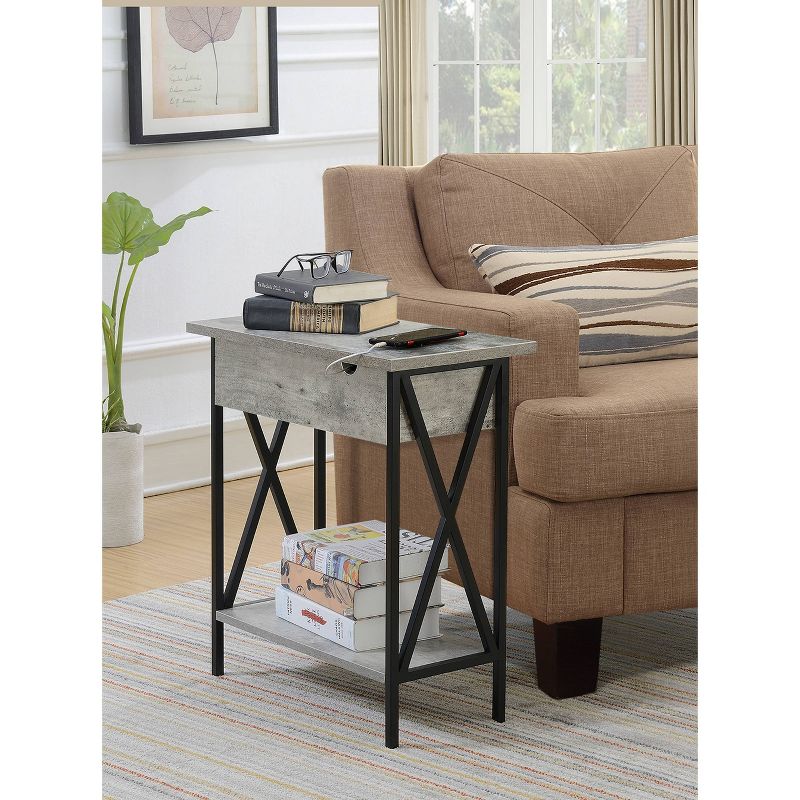 Tucson Flip Top End Table with Charging Station Faux Birch - Breighton Home