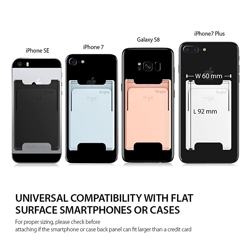 Slot Card Holder Designed for Smartphones, Adhesive Stick On Wallet Case Minimalist Slim Hard Premium Credit Card Cash Sleeve - Black