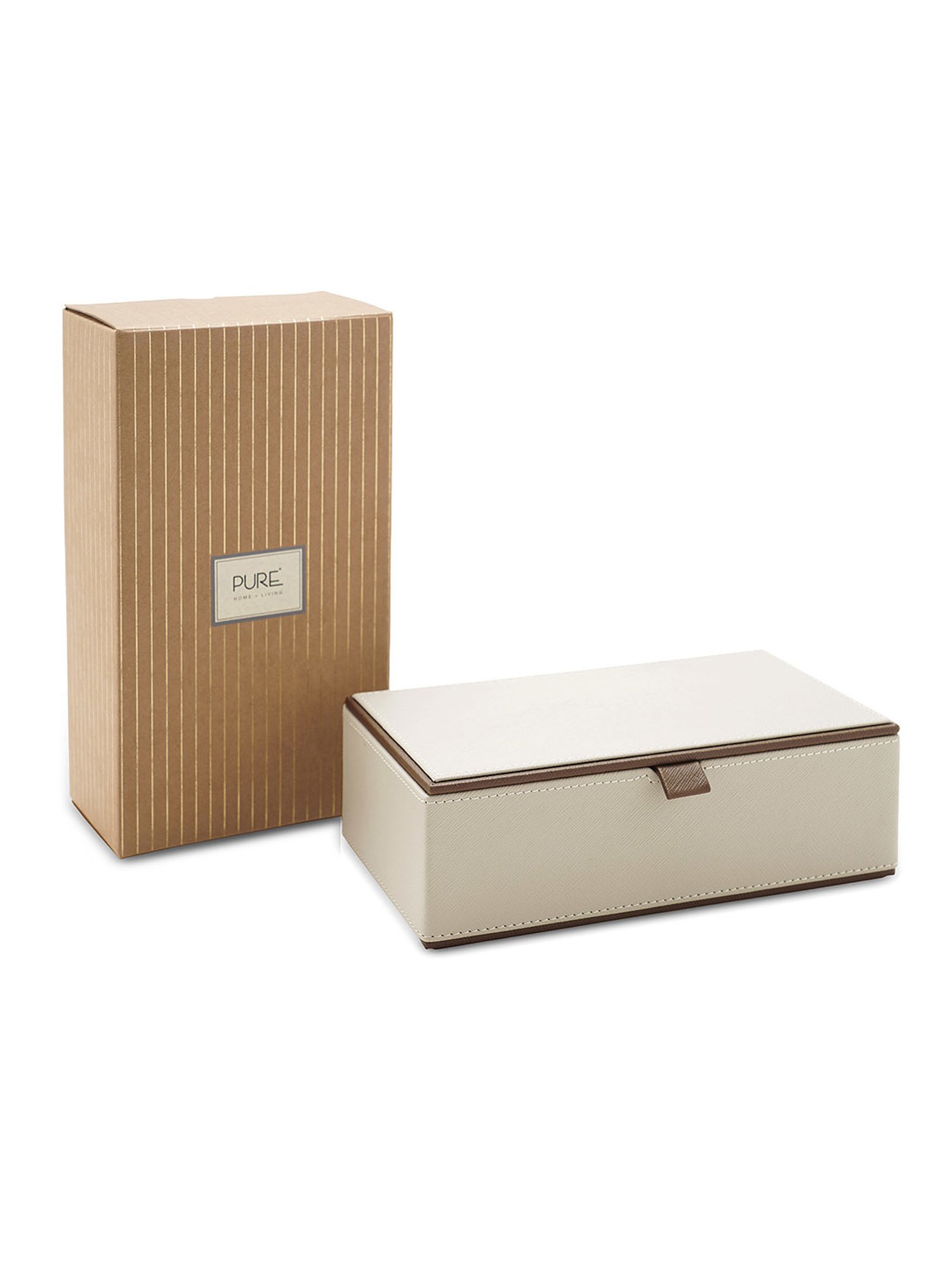 Pure Home and Living Beige Leather Solid Storage Boxes